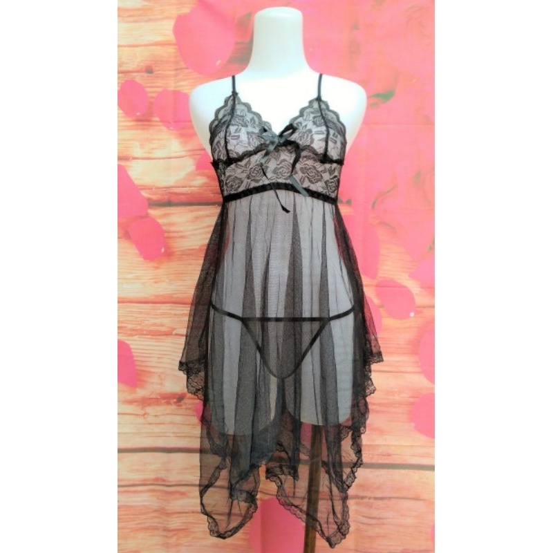 Baju Tidur Wanita Lingerie Sexy Transparan Renda / Lingerie Set Murah / Baju Tidur Seksi Transparan 