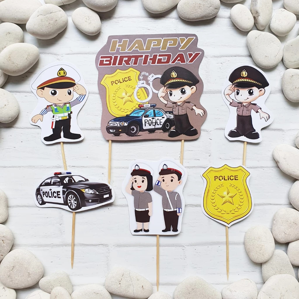 cake topper hiasan kue ulang tahun karakter Polisi Republik Indonesia / Polisi Nasional