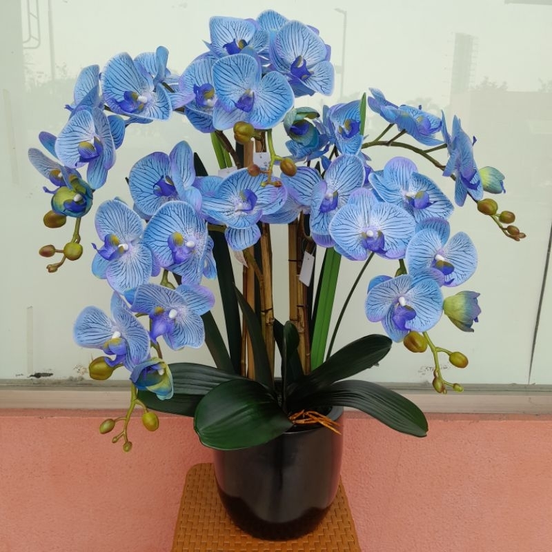 rangkaian bunga anggrek bulan palsu artificial latex jumbo premium impot