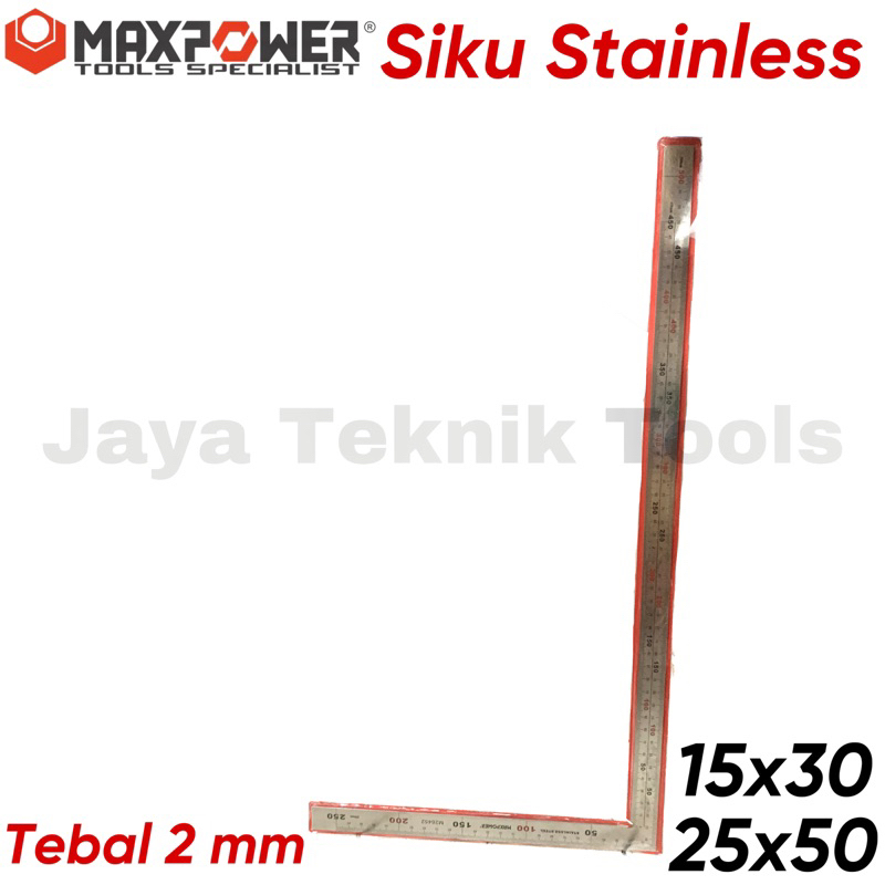 

Penggaris Siku Stainless Steel Besi Maxpower L Garisan Pengukur Metrik