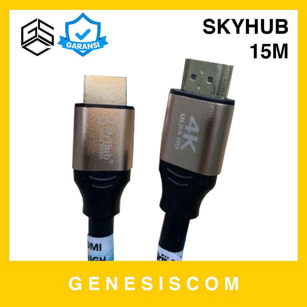 Kabel HDMI 15M / 15 Meter SKYHUB 4K Hitam Ultra HD Gold Plate Male to Male ORIGINAL