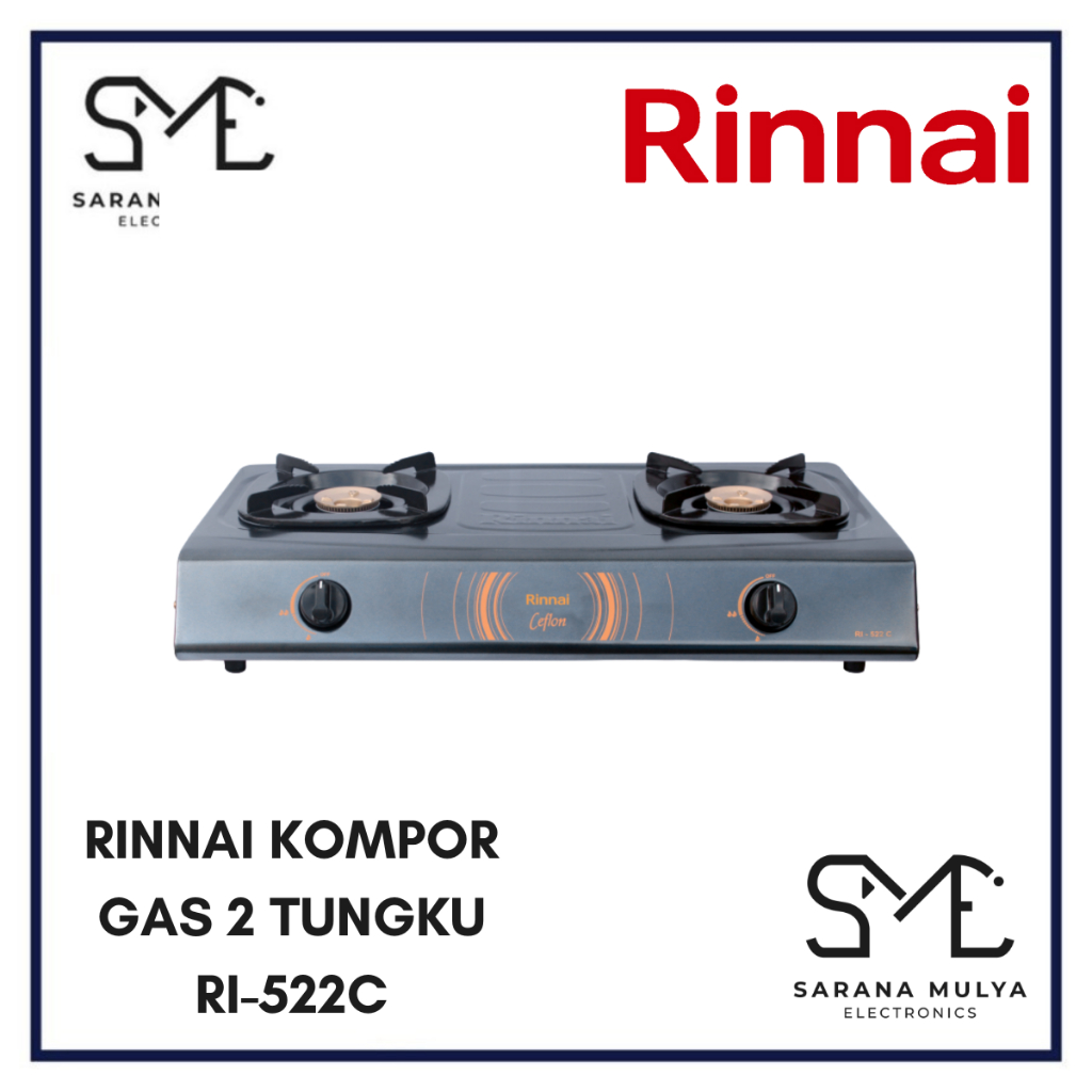 KOMPOR GAS 2 TUNGKU RINNAI RI522C - KOMPOR GAS CEFLON 2 TUNGKU