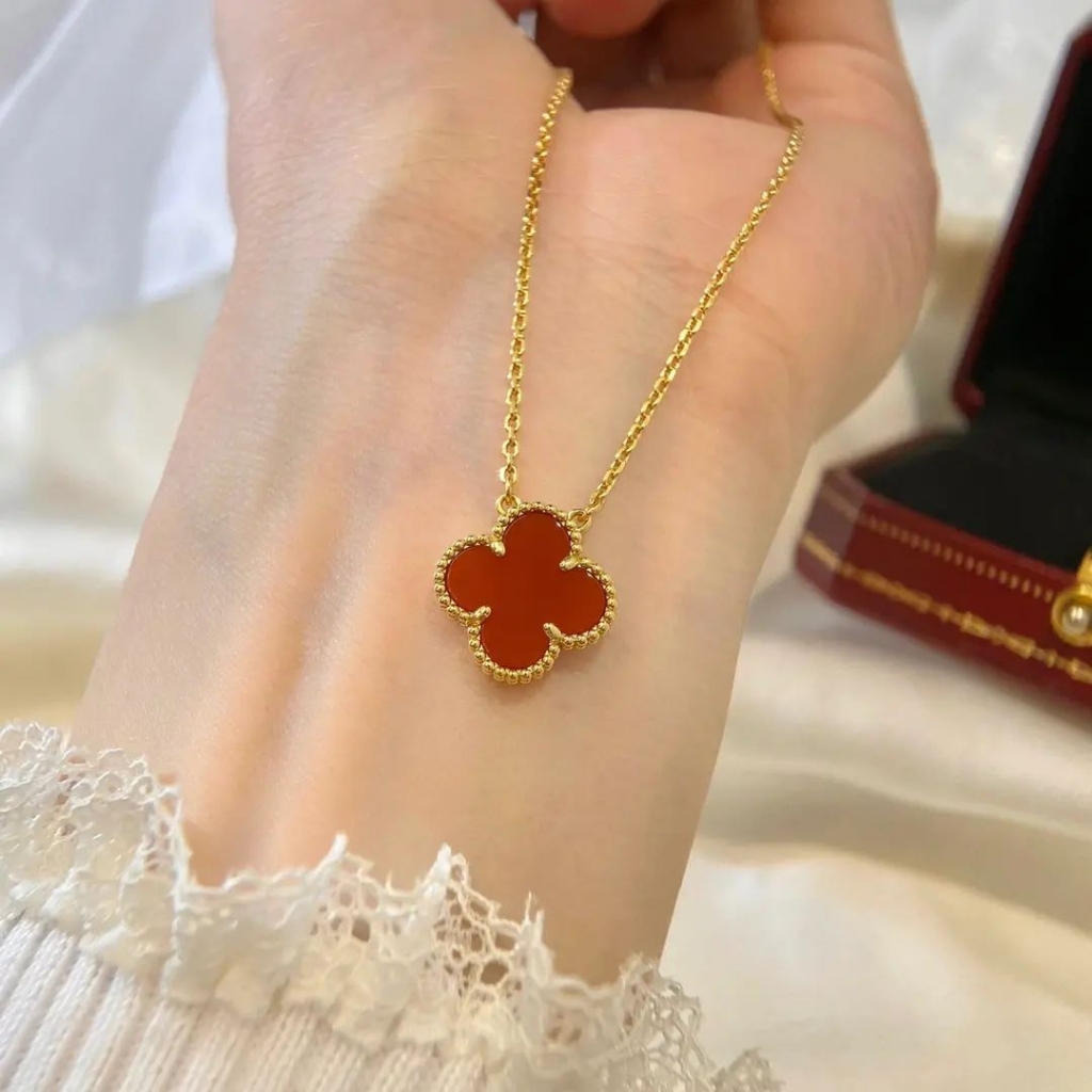 Kalung  8K Emas  Vca Van Cleef & Arpels Four-leaf Grass Flower Fashion Accessories