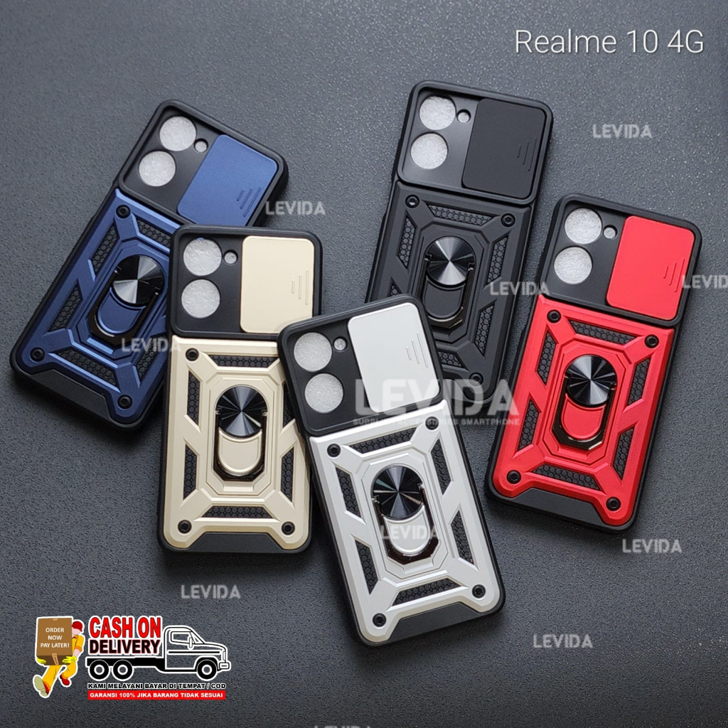 Realme 10 4g Realme 10 Pro Realme 10 Pro Plus Case Robot Slide Kamera Protect + Ringstand Realme 10 
