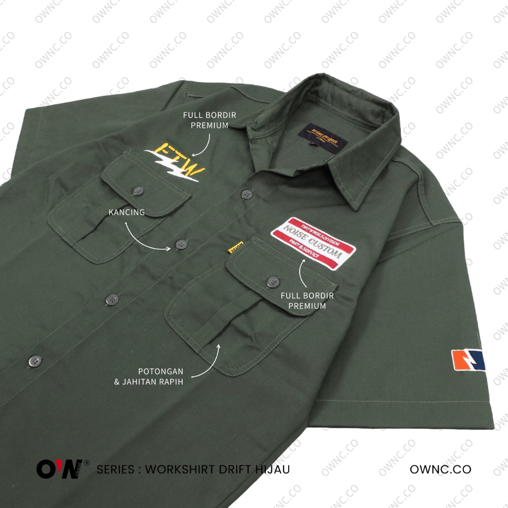 NOISE - Kemeja Workshirt Hijau Original Noise Pria Wanita Terbaru