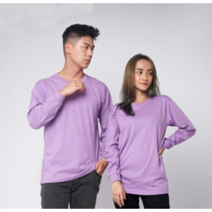 Kaos polos lengan panjang soft katun combed 30s UNGU MUDA / LILAC , kaos lengan panjang polos, kaos 