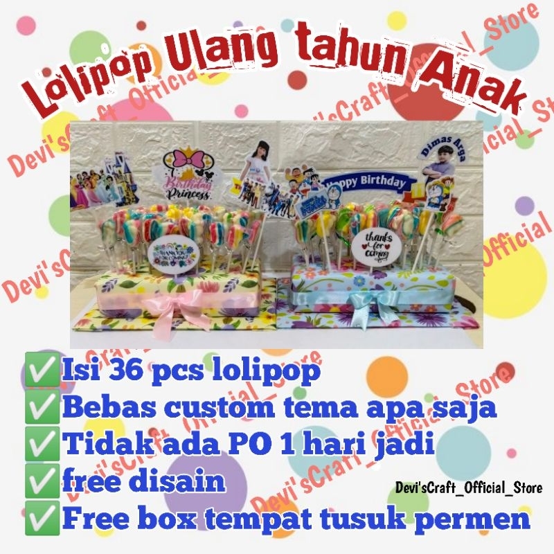 

permen lolipop / permen lolipop ulang tahun / sovenir ulang tahun / sovenir khitanan / sovenir hari raya / natalan / tahun baruan / sukuran / untuk acara apa saja