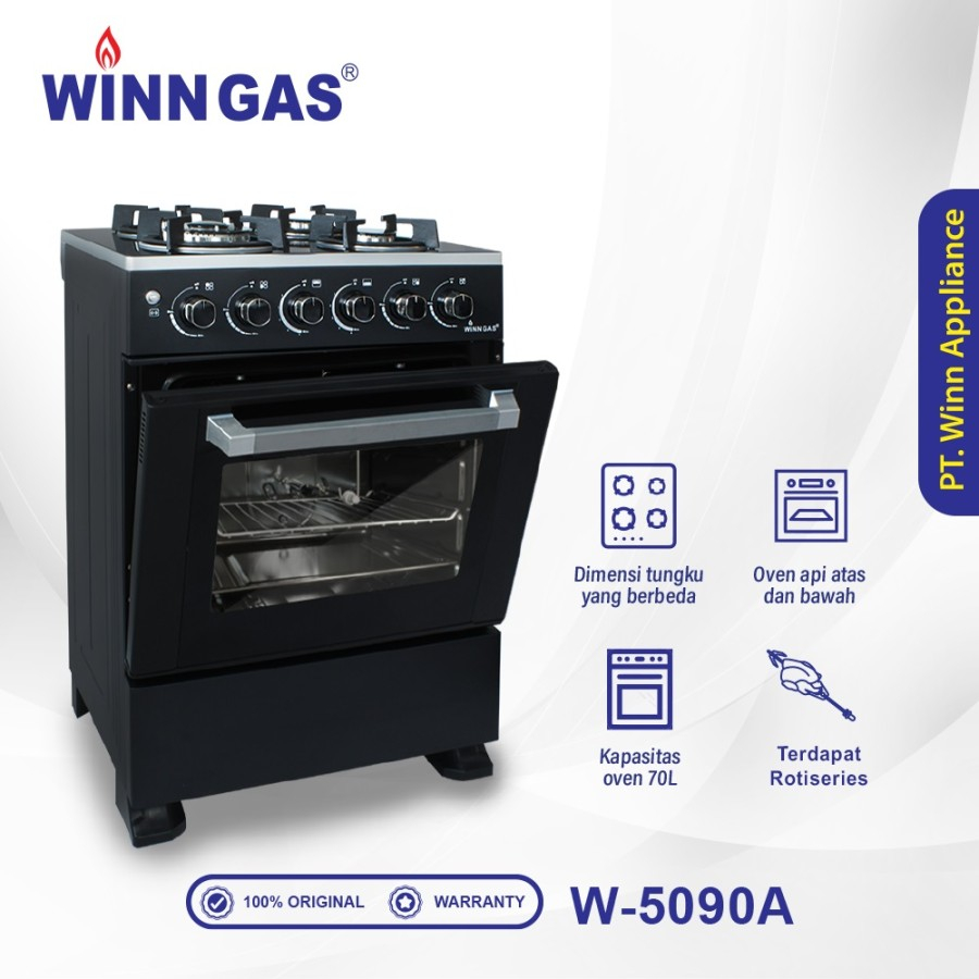 Winn Gas W5090A Kompor Freestanding Oven Grill W-5090 - Hitam