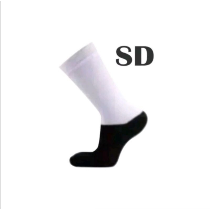 kaos kaki sekolah SD SMP SMA putih telapak hitam / panjang sebetis anak sekolah bahan cotton spandex
