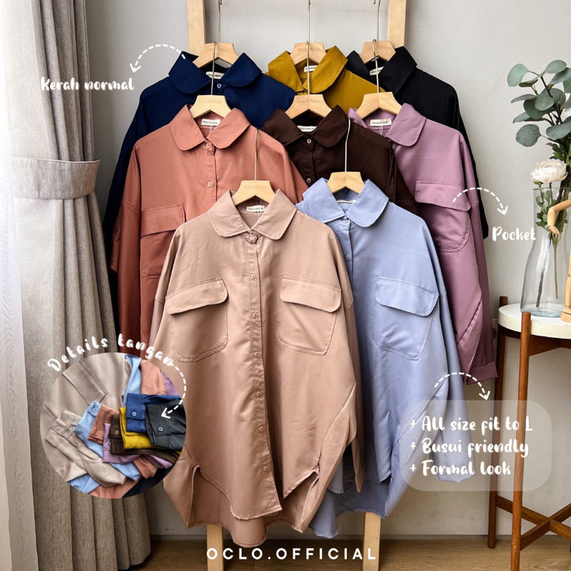 Oclo | Shinno Basic Shirt Kemeja Polos Casual Atasan