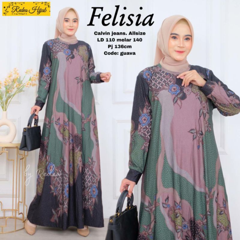 Baju gamis  jumbo ld 120 4L xxxxl bahan Calvin jeans