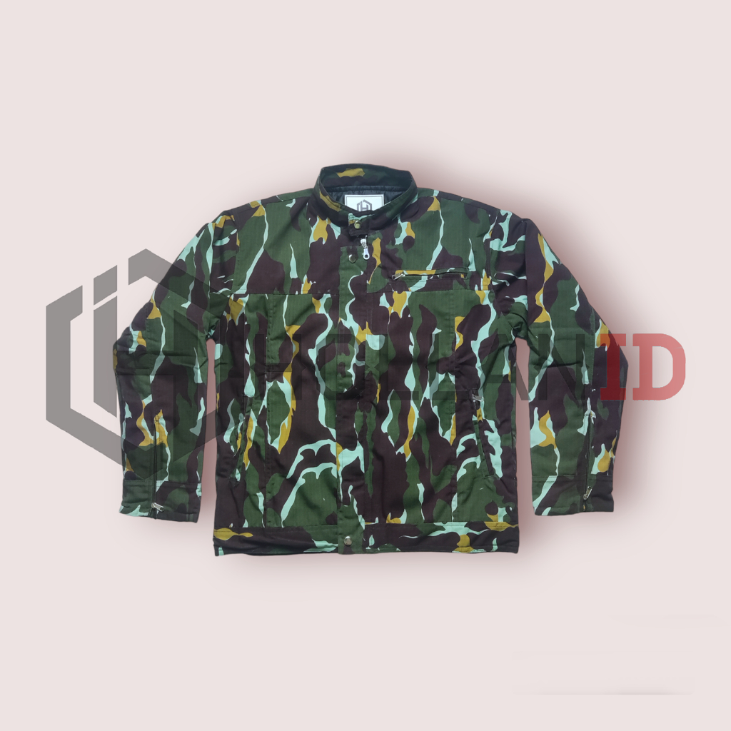 JAKET ABG POLISI POLRI HIJAU LORENG BRIMOB / ARMY CAMO TACTICAL / TNI ABRI POLRI