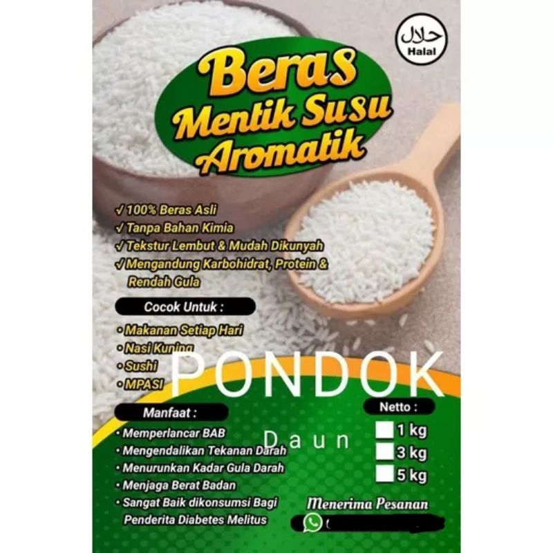 

Beras Mentik Susu Aromatik 1 Kg