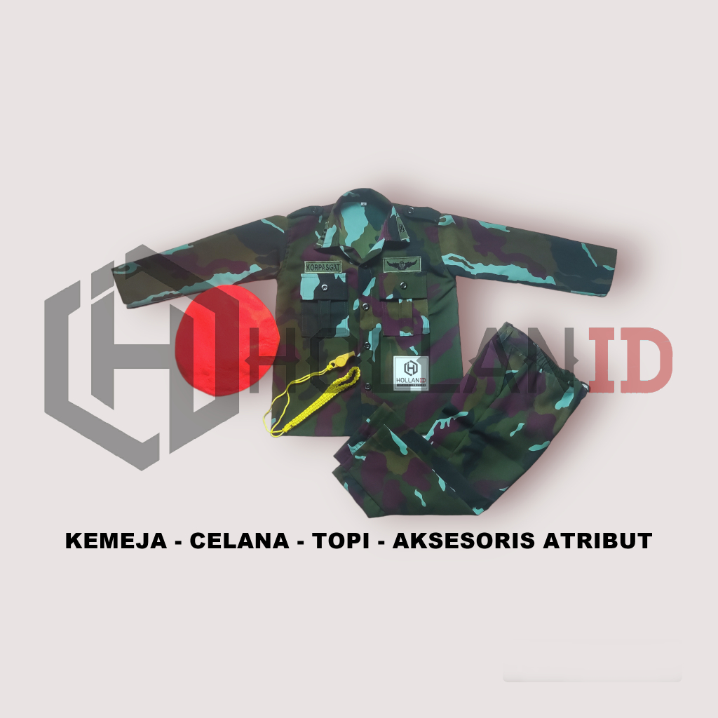 BAJU SERAGAM ANAK STELAN TENTARA ANGKATAN UDARA AU PASKHAS KOPASGAT //  LORENG ARMY // PROFESI KECIL