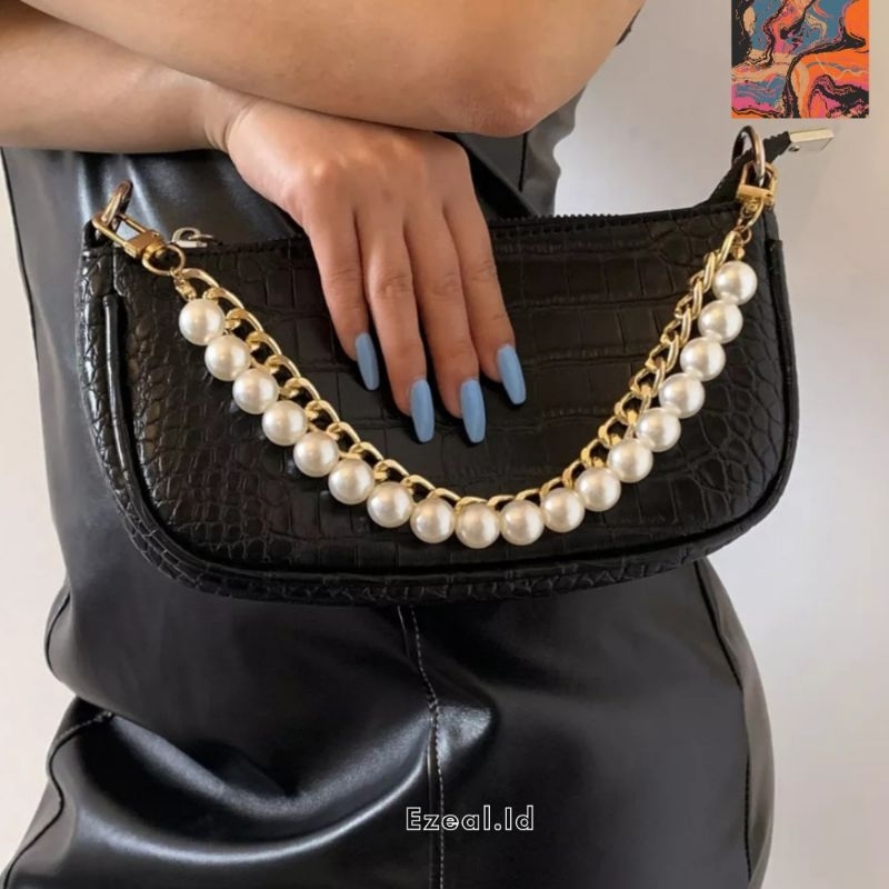 Tali / Rantai Tas Anti Karat Mutiara Pearl Pendek Top Handle Bag Premium