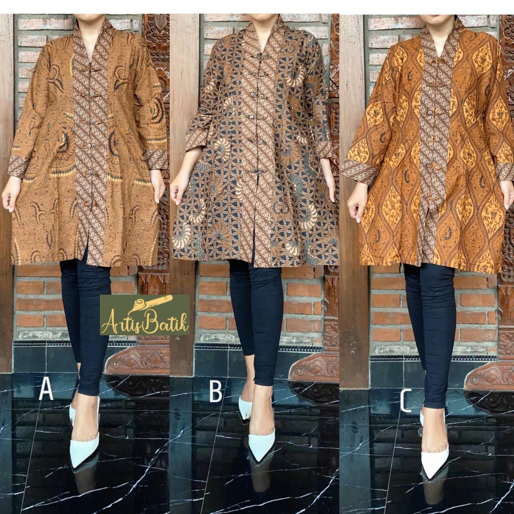TUNIK CLASSIC TUNIK  BATIK KATUN JUMBO MOTIF ETNIK TRADISIONAL  BAJU  KERJA SERAGAM BATIK KULIAH KON