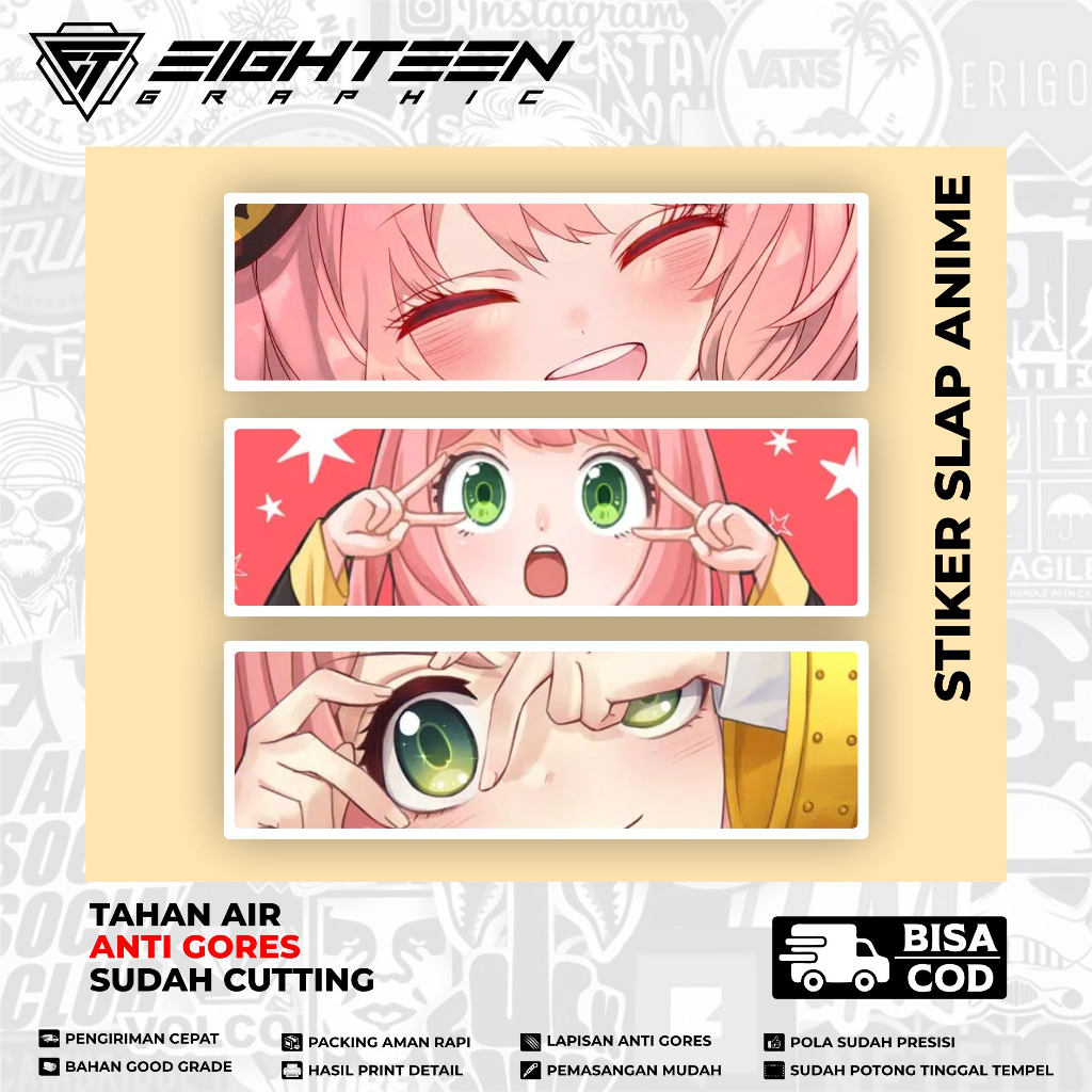 

STICKER SLAP ANIME ANYA ISI 3PCS TAHAN AIR / STIKER LAPTOP / STIKER CUTTING