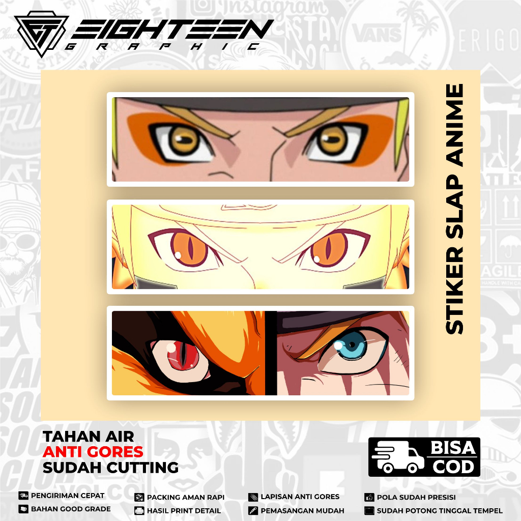 

STICKER SLAP ANIME NARUTO ISI 3PCS TAHAN AIR / STIKER LAPTOP / STIKER CUTTING