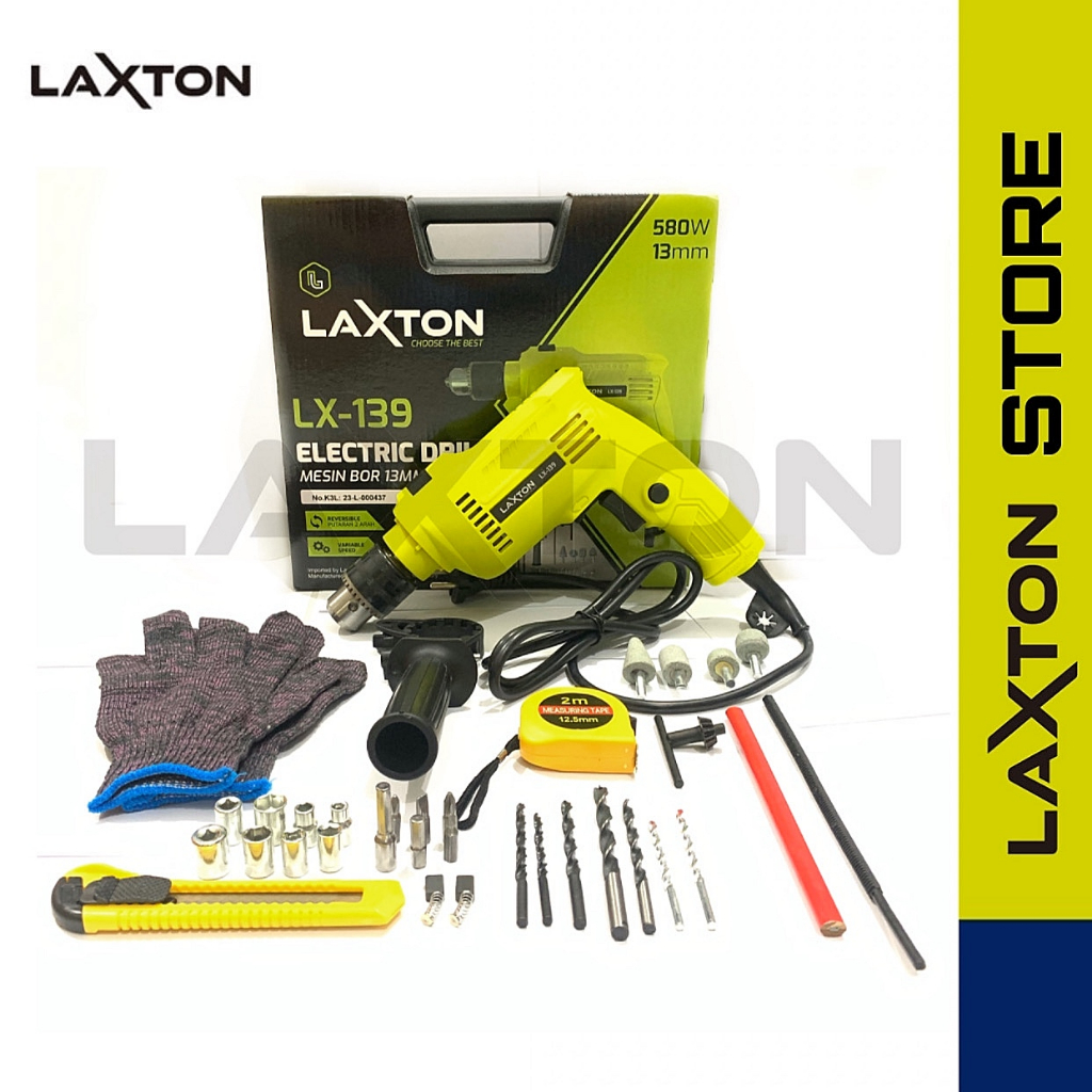 LAXTON LX139 mesin bor listrik tangan 13mm impact drill koper set MURAH LARIS KOMPLIT