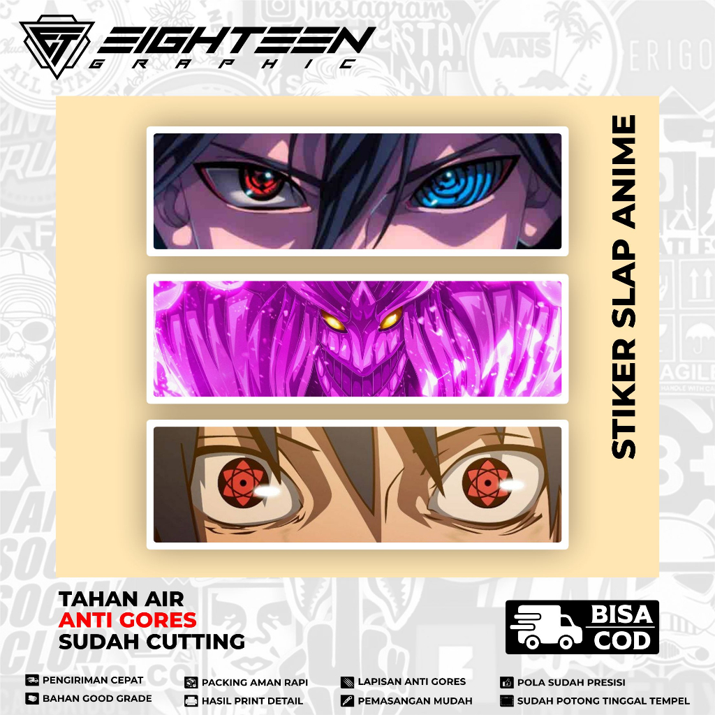 

STICKER SLAP ANIME SASUKE ISI 3PCS TAHAN AIR / STIKER LAPTOP / STIKER CUTTING