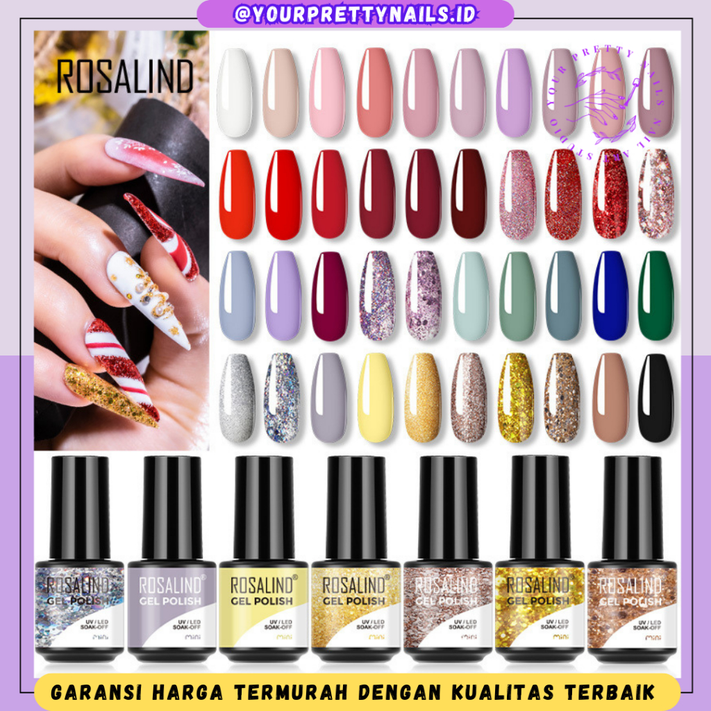 (1-40) ROSALIND S SERIES 40 Colors Nail Gel Polish Kutek UV LED Cat Kuku Glitter Series / Rosalind N