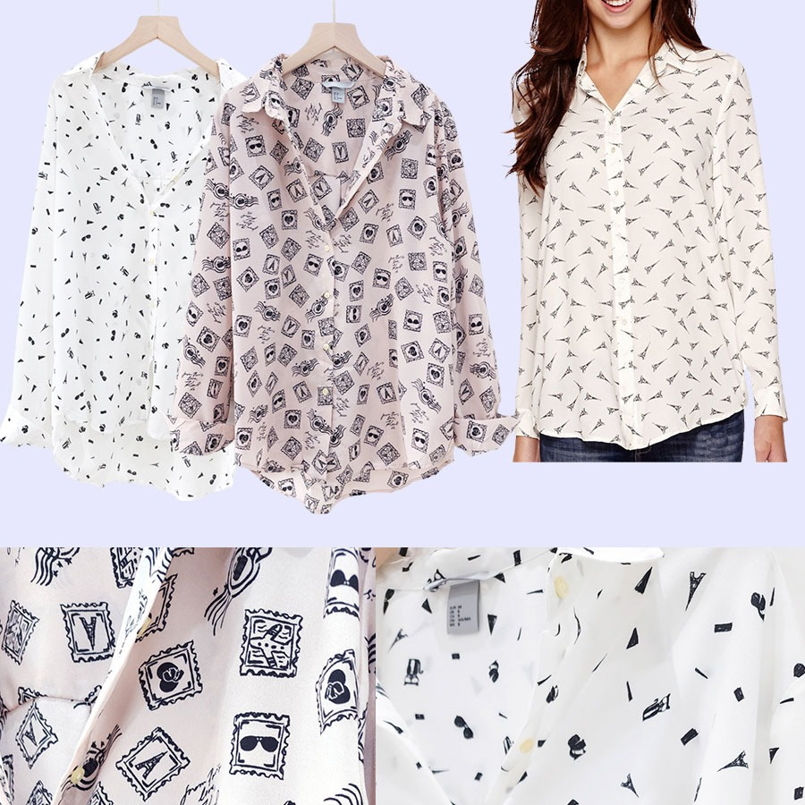 HM 223 EIFFEL SHIRT Baju Atasan Kemeja Wanita Branded