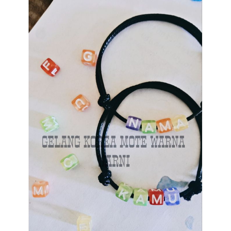 Gelang nama/ Gelang custom nama/ Gelang namamu / Gelang mote rainbow