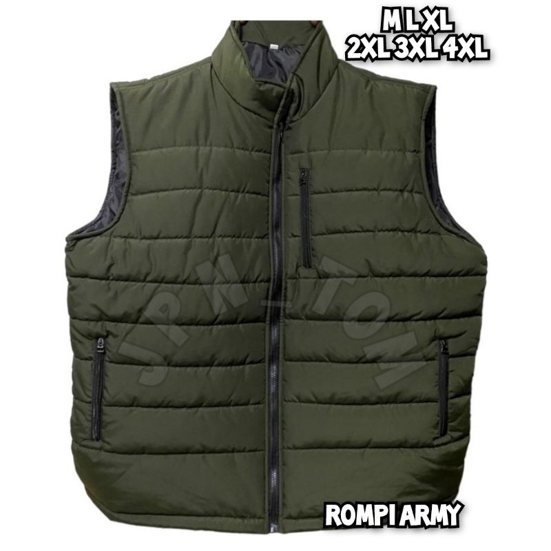 Rompi Jumbo Pria Wanita Vest Bigsize Jaket Polos Besar Lekbong Army M L XL XXL XXXL XXXXL 3XL 4XL
