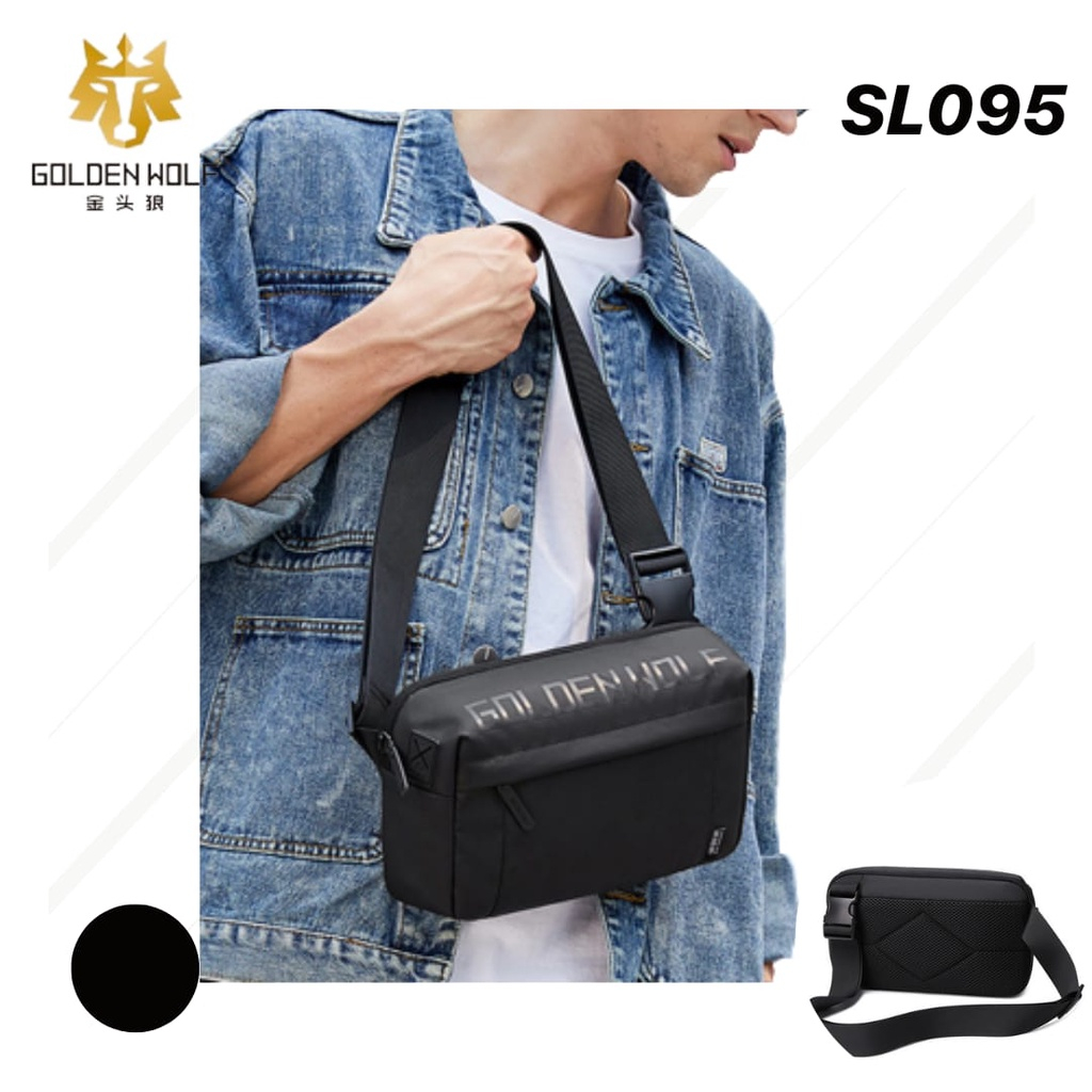 SL095 GOLDEN WOLF - CHEST BAG ORIGINAL WATERPROOF TAS SELEMPANG DISTRO PRIA SLING BAG IMPORT