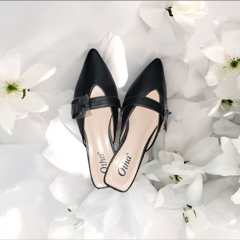 Sepatu Sandal Selop Otha  Flat Hitam Size 36
