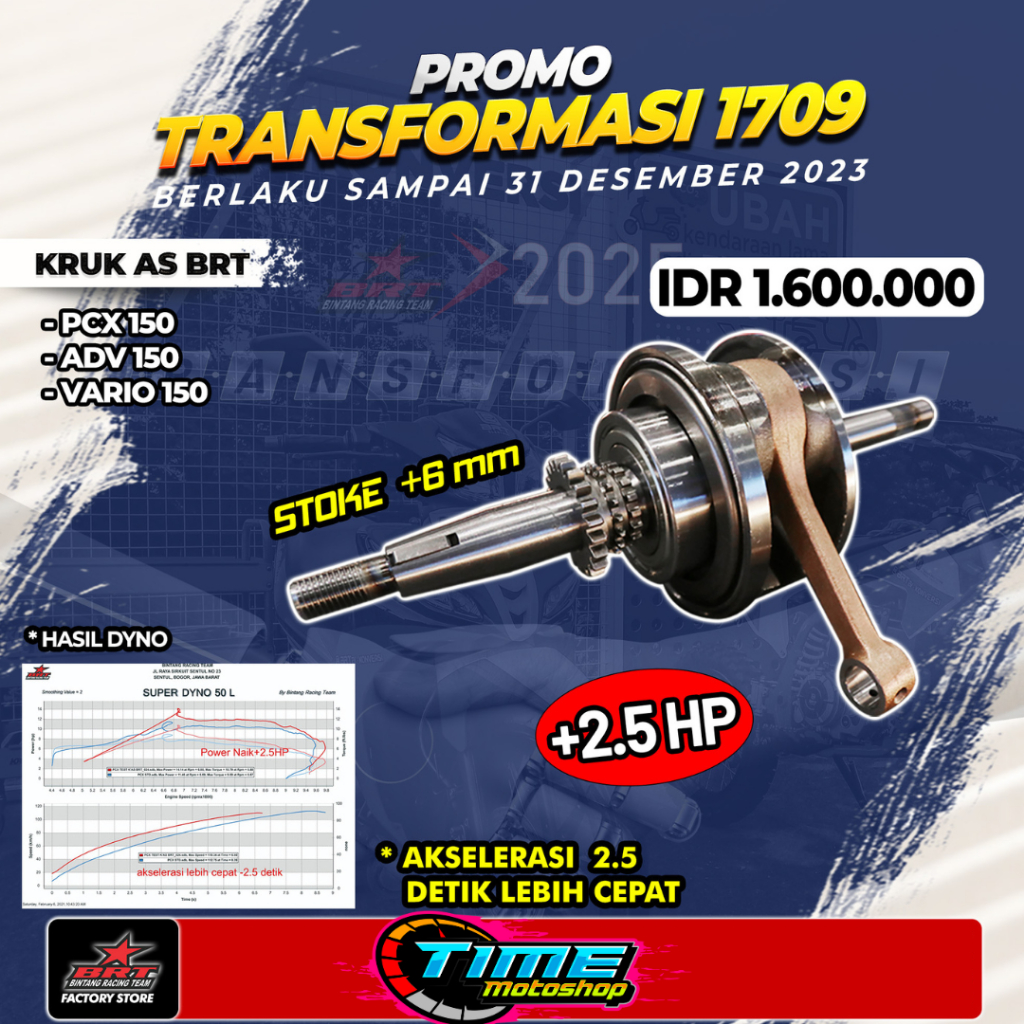 KRUK AS CRANKSHAFT BRT VARIO 150 PCX 150 ADV 150 VARIO 125 STROKE UP 6MM