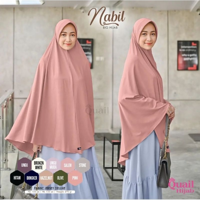 JILBAB PUTIH TULANG BW NABIL QUAIL HIJAB JUMBO JERSEY HAJI UMROH UMRAH UMROH KERUDUNG BERGO PET MURA