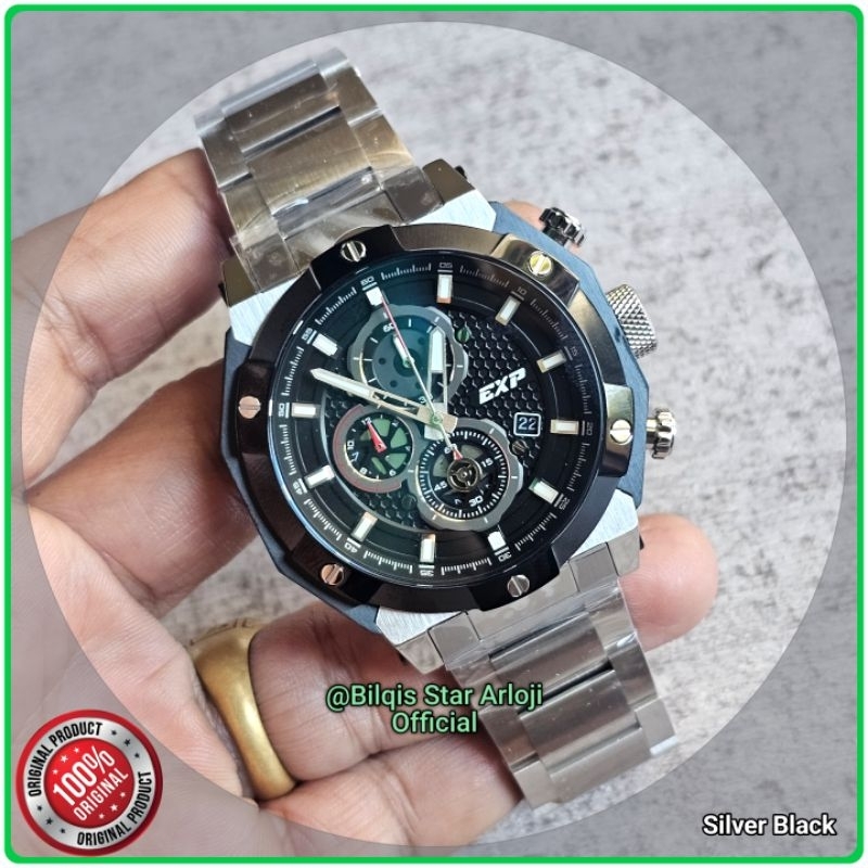 Jam Terbaru 2023 Expedition EXP e6385 Pria Stainless Steel Tali Rantai Silver Original