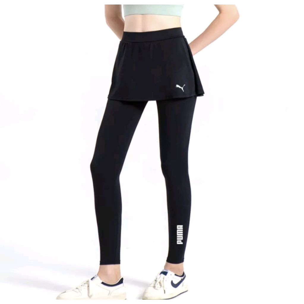 celana senam panjang 2 IN 1 Legging Rok Olahraga Wanita Sport Senam Aerobik Rokcel Rok celana