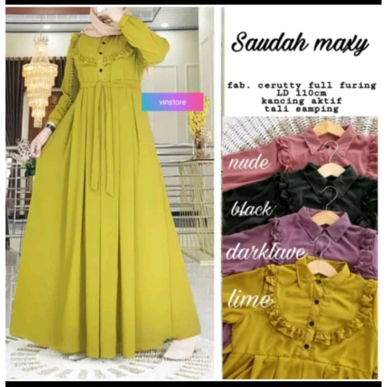 GAMIS DRESS SAUDAH MAXI CRINKLE//GAMIS DRESS MUSLIMAH BHN CRINKLE