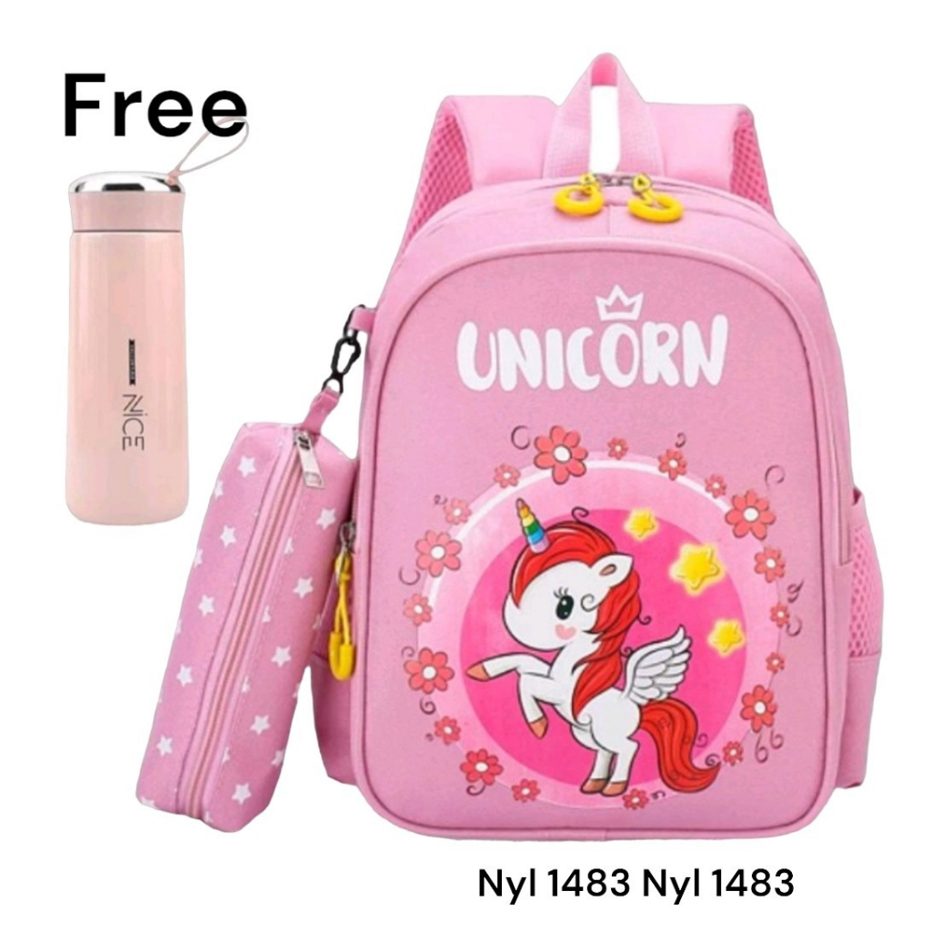 Paket Hemat Tas Unicorn+Botol  Viral Model Terbaru Anak Sekolah TK SD model Kekinian bisa Bayar Ditempat ( COD )