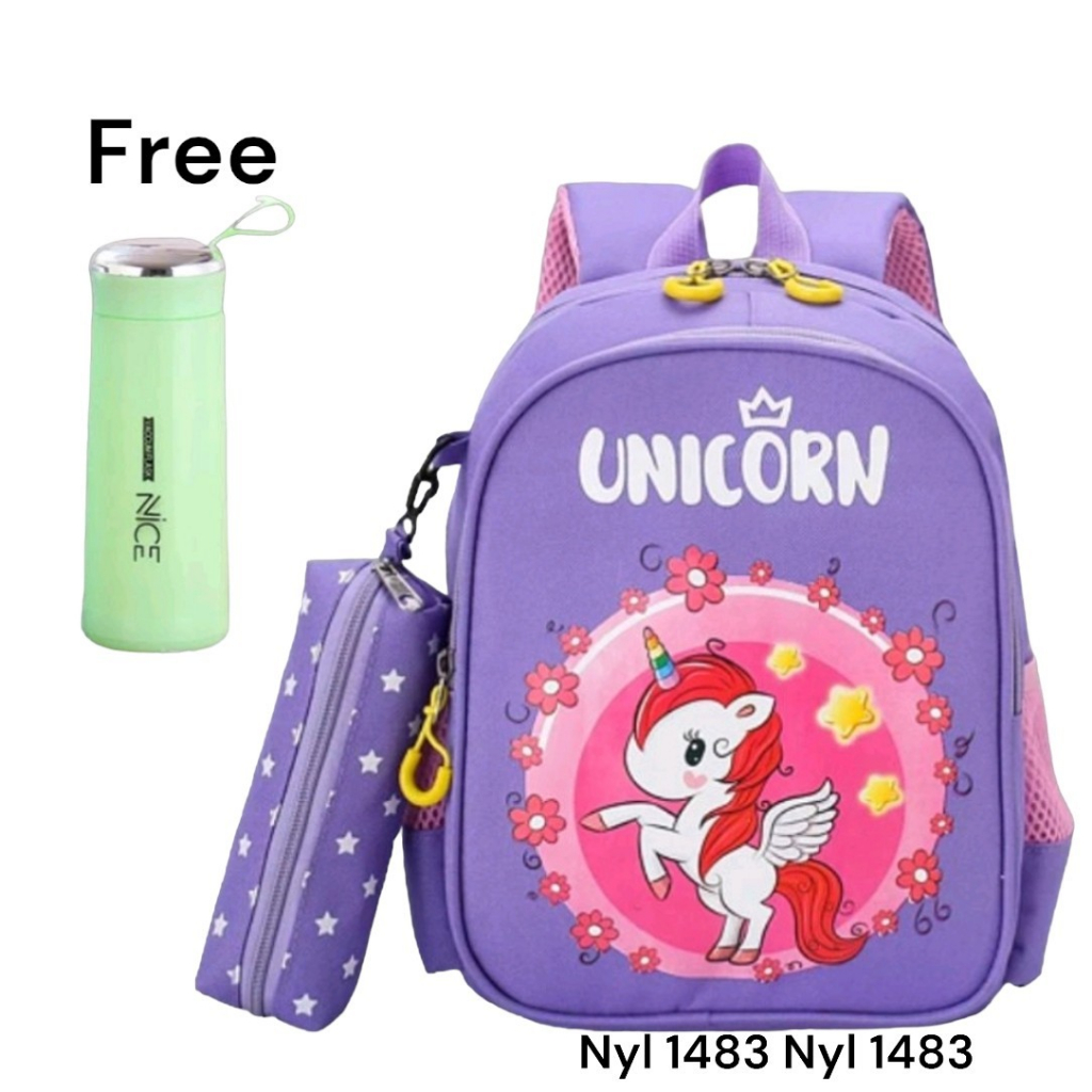 Paket Hemat Tas Unicorn+Botol  Viral Model Terbaru Anak Sekolah TK SD model Kekinian bisa Bayar Ditempat ( COD )