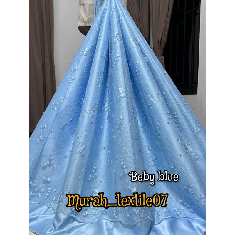 Kain Tile Brokat Mutiara gliter/kain Tile Tulle Akar Brokat Mutiara harga 0,5m