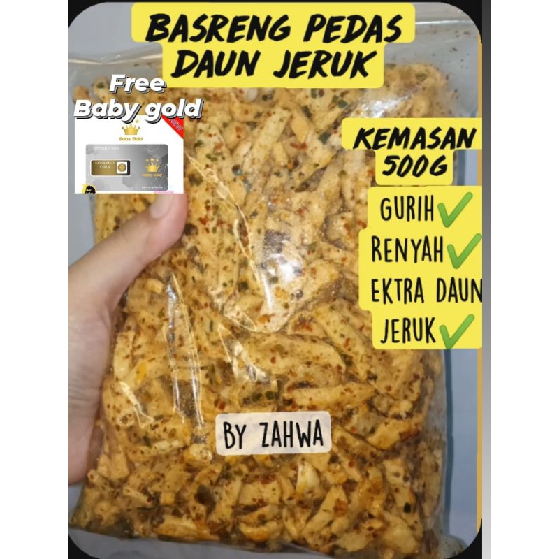 

basreng pedas daun jeruk 500g free emas