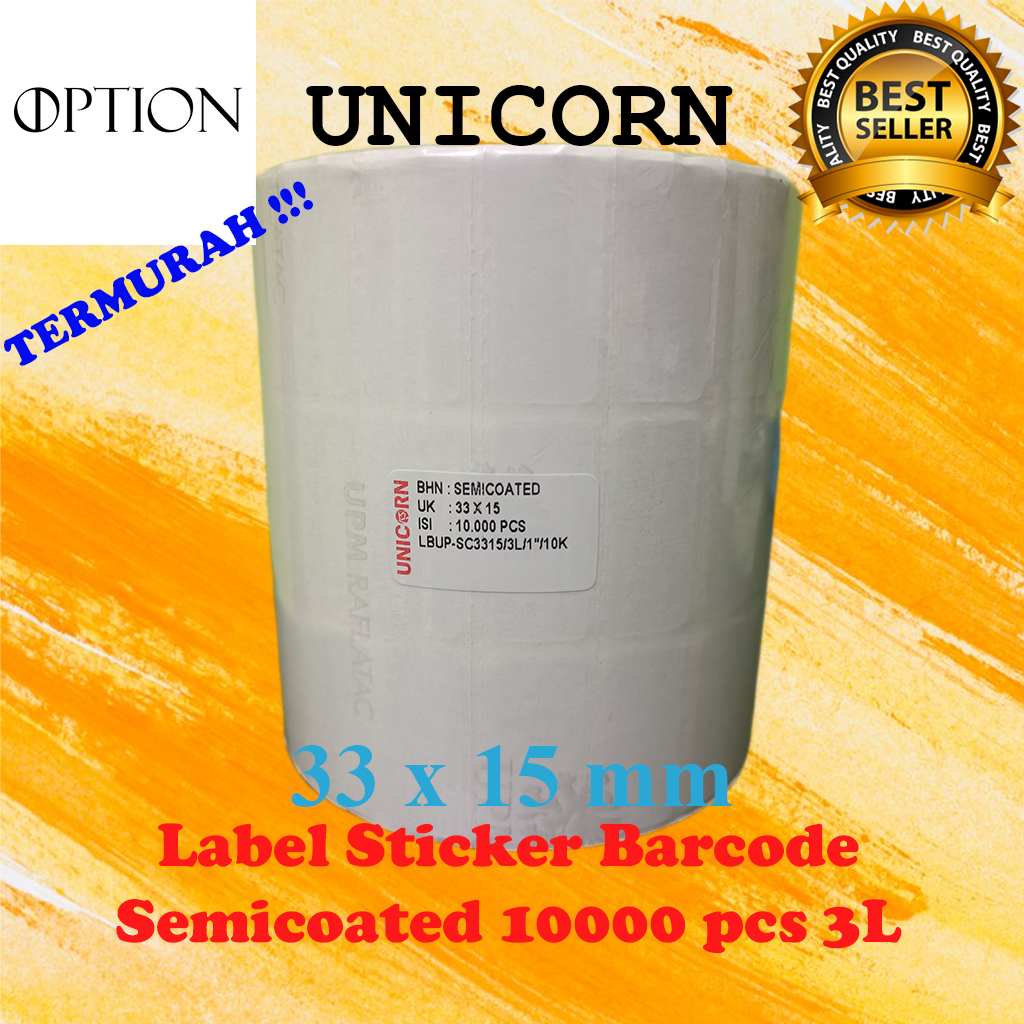 

33X15mm 3Line isi 10000pcs Gap Core 1" Semicoated label Sticker Barcode Unicorn