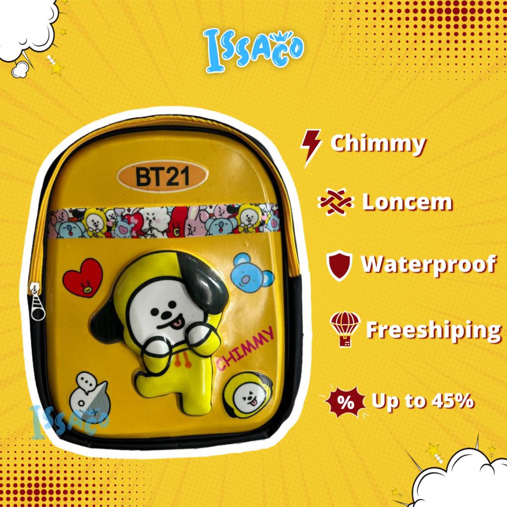 ISSACO - Tas Ransel Anak 3D Sekolah SD Karakter Chimmy BT21
