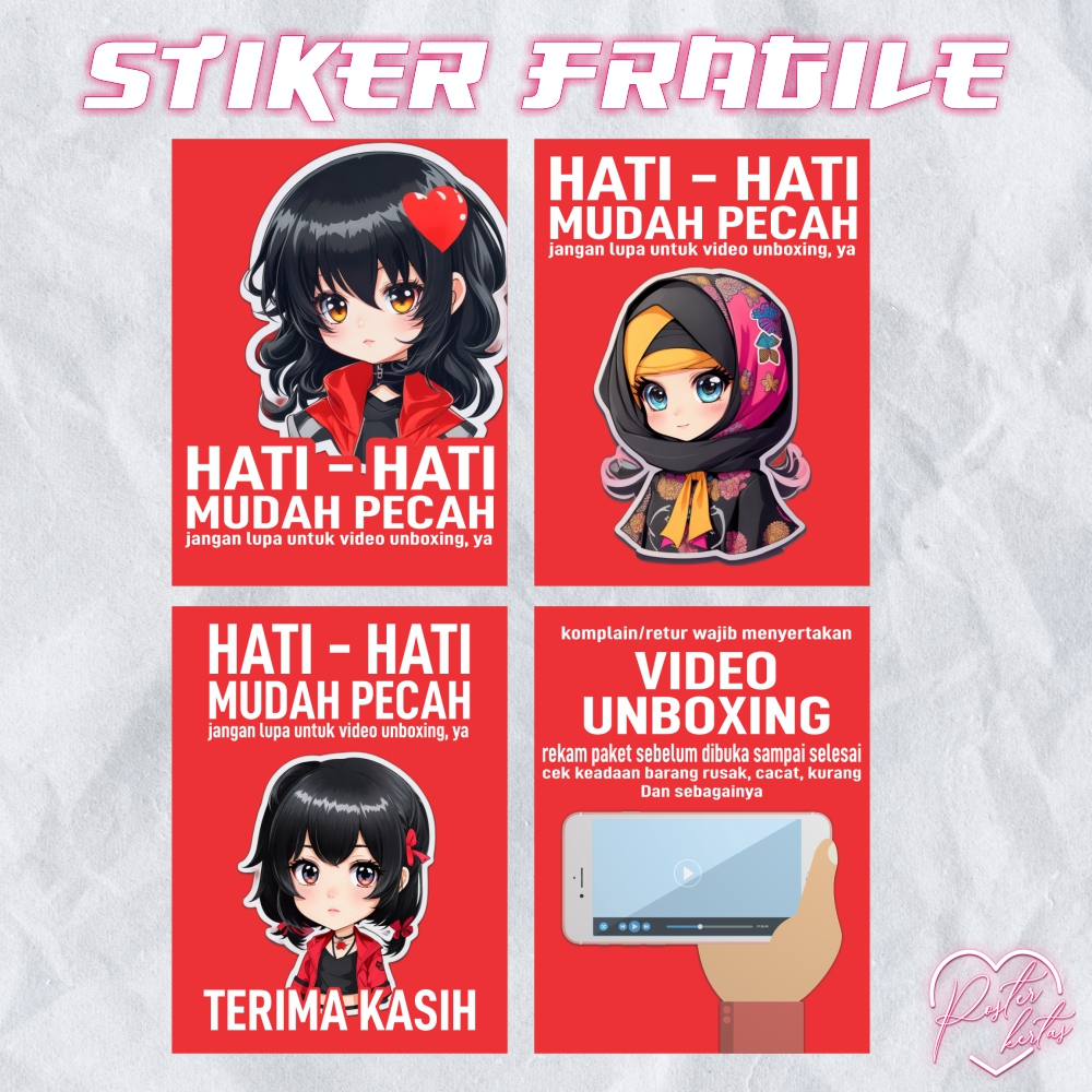 

Sticker Fragile Cute Aesthetic stiker pengiriman barang pecah belah sticker pecah belah sticker packing sticker online shop