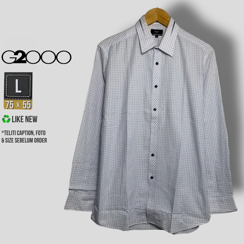 KEMEJA KOTAK PRIA G2000 PUTIH SIZE L