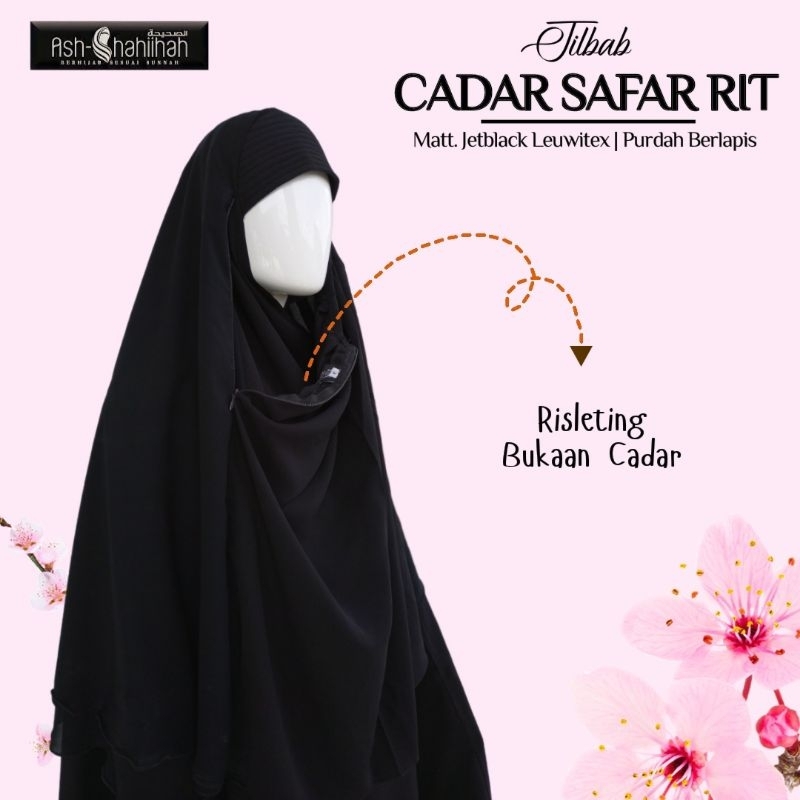 JILBAB CADAR SAFAR RIT JET BLACK