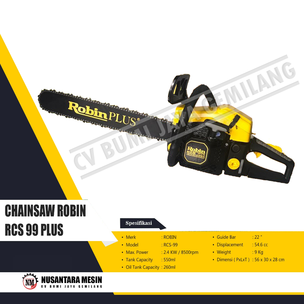 MESIN GERGAJI KAYU / CHAINSAW ROBIN RCS99 PLUS