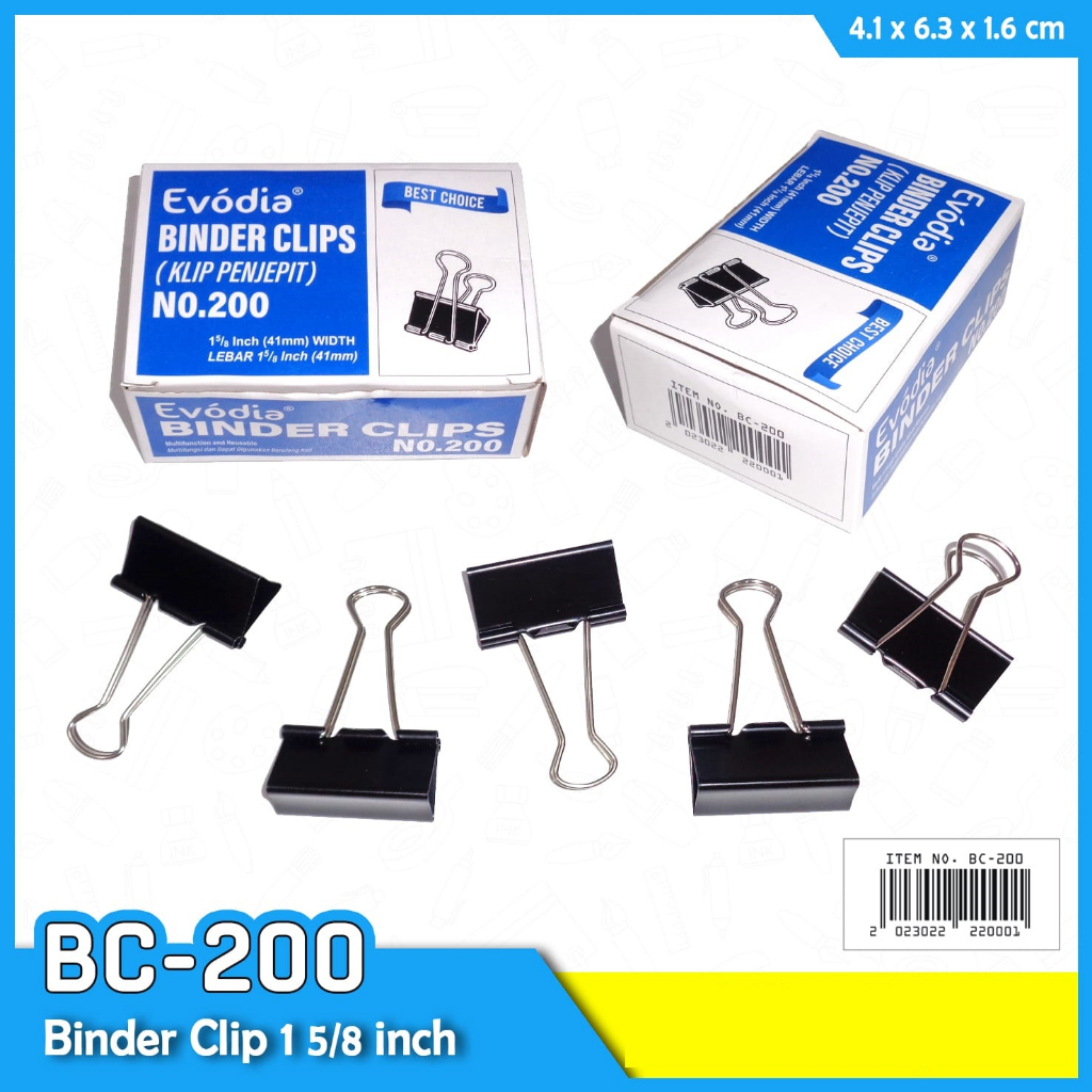 

Penjepit kertas Binder clip No 200 per pack isi 12 klip