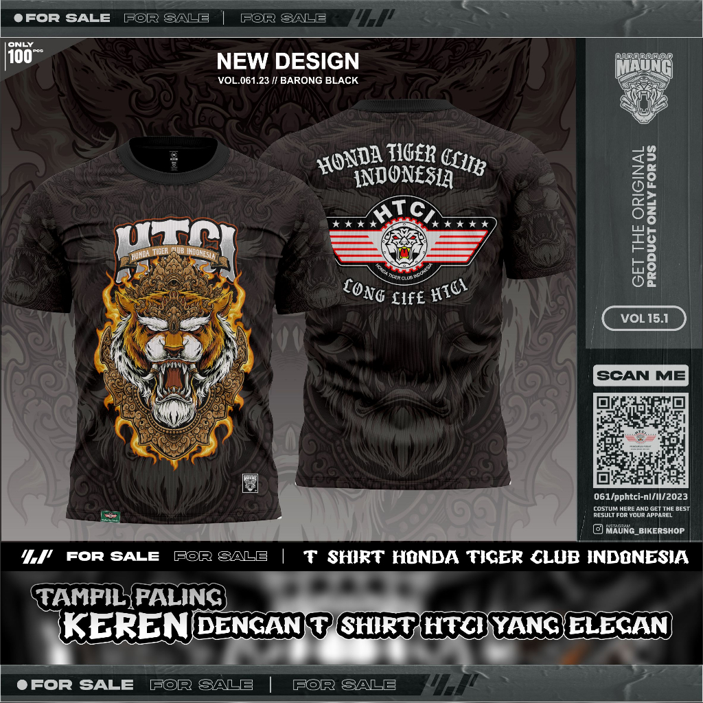MAUNG _ KAOS HTCI FULL PRINT SABLON | BLACK MACAN BARONG HTCI