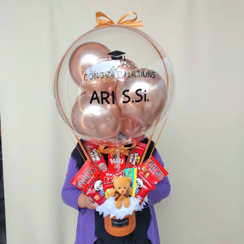 Buket Balon - Bucket Balon Snack Small/Mini Hadiah Wisuda/Ulang Tahun/Hampers Snack [SNCK - BTR]