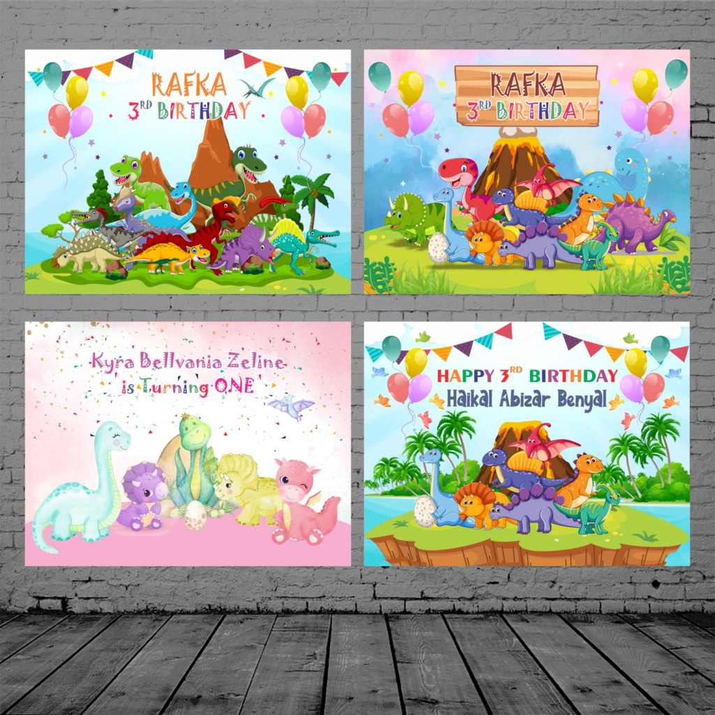 BACKDROP / BANNER ULTAH TEMA DINOSAURUS / ULANG TAHUN