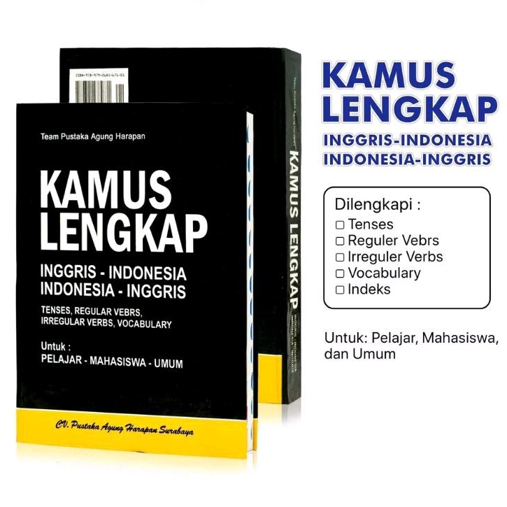 Buku kamus lengkap bahasa inggris indonesia indonesia inggris hitam hardcover